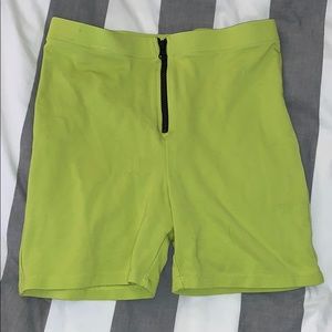 Chartreuse bike shorts